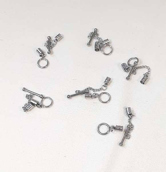 Appr&ecirc;ts bijoux: fermoir T m&eacute;tal avec embouts
