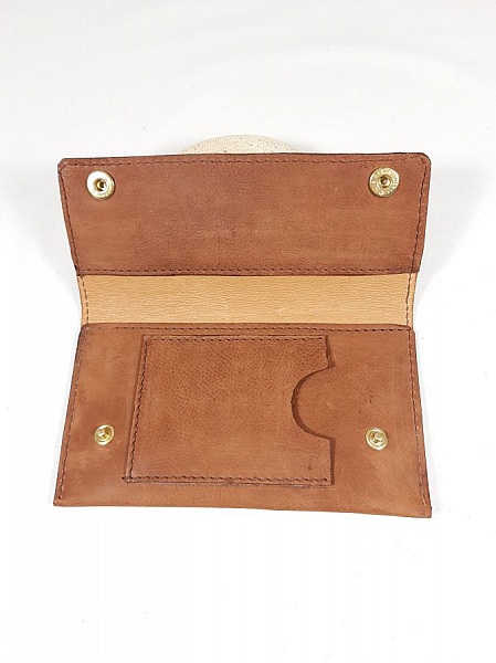 Tobacco ring in smooth goat leather, tan color