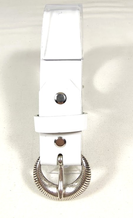 Ceinture pour Elle cuir blanc boucle m&eacute;tal