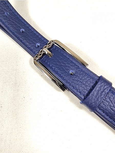 Ceinture pour Elle cuir grain&eacute; coloris bleu marine