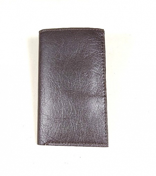 Porte feuilles porte cartes cuir marron fonc&eacute;