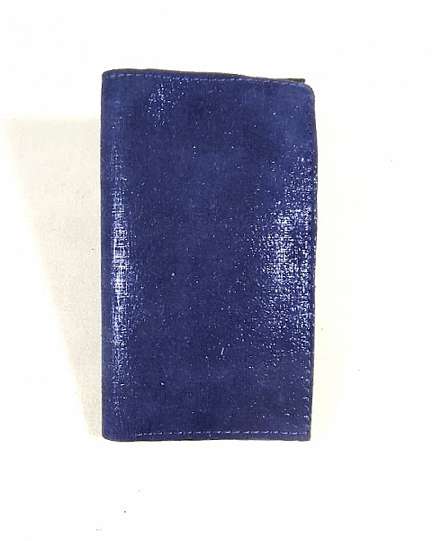 Porte feuilles et porte cartes cuir bleu