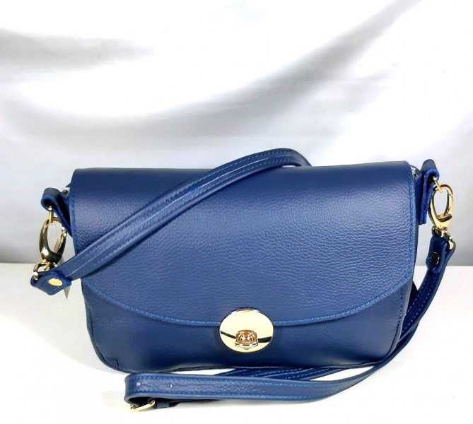 Sac baguette cuir bleu marine