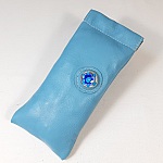 Etui cuir bleu ciel pour lunettes de vue ou de soleil