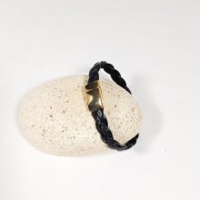 Braided leather bracelet black cowhide gold magnetic clasp