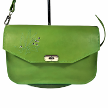 Bag "baguette" smooth cow leather green color